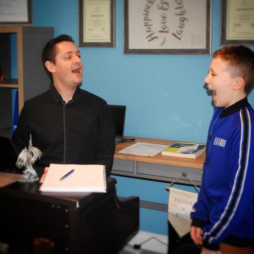 Christopher Williams : Vocal Teacher in South Wales teaching a young boy how to sing